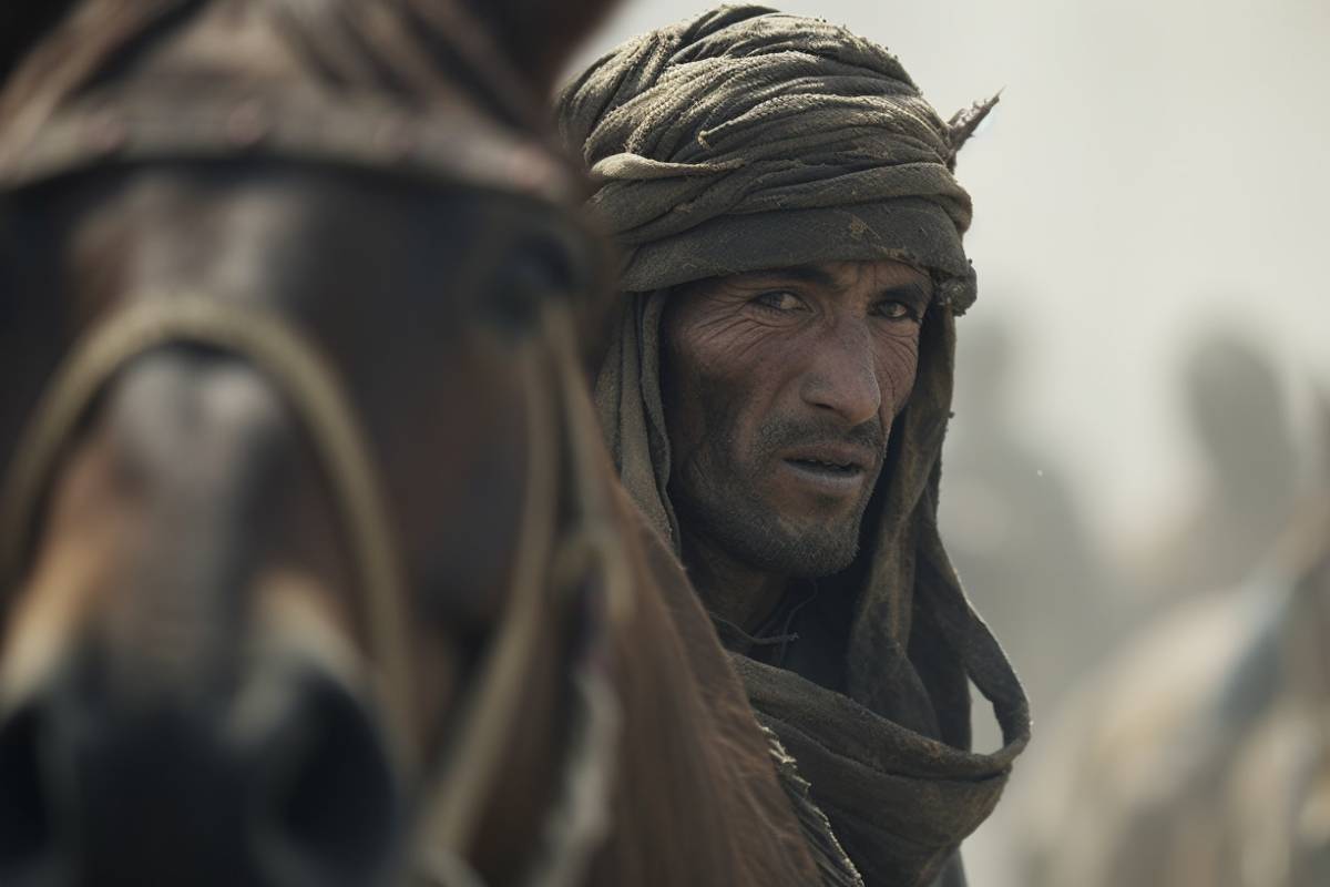 Mann Pferd Afghane
